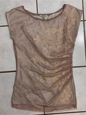 Bordeaux Sheer Lace-Appliqué Camisole in Dusty Rose